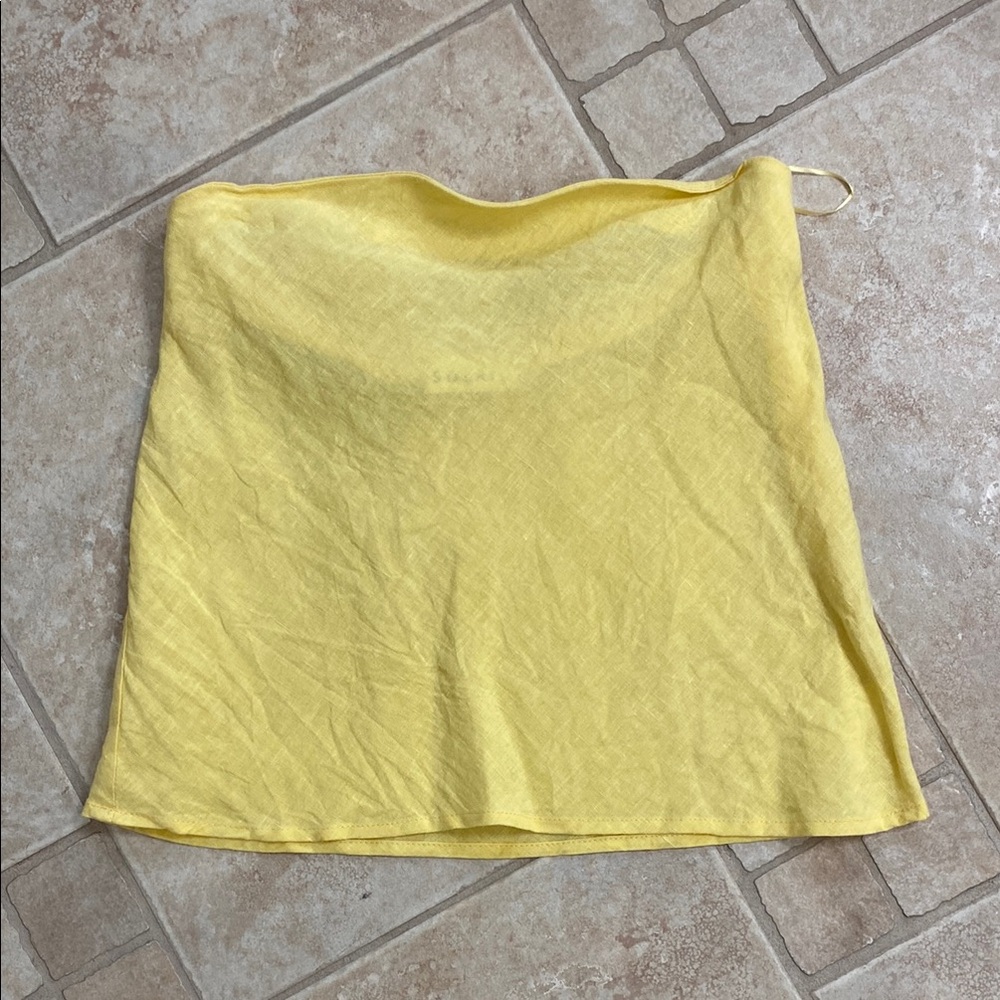 Solai Butter Yellow Strapless Linen Top